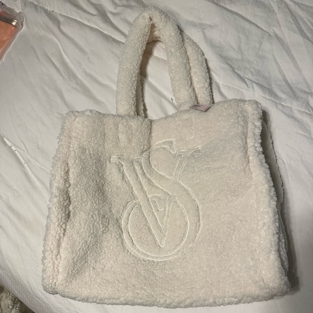 Cream Plush Victoria Secret bag! NWT